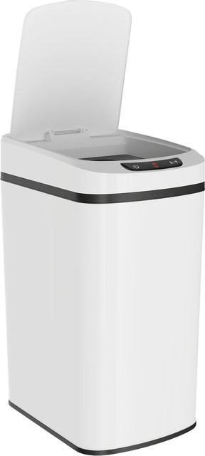 HOMCOM Mülleimer 12 l mit Infrarot-Sensor und Touch-Taste, weißer Abfalleimer aus Edelstahl mit herausnehmbarem Innenbehälter, B/T/H: 28 x 22 x 41 cm - Bild 1