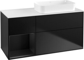 V&B Waschtischunterschrank Finion mit Wandbeleuchtung, Farbe: blau lackiert, B/T: 120 x 60 cm - Bild 1