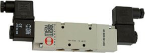 Riegler 5/2-Wegeventil, bistabil, externe Steuerluft, G 1/4, 230 V AC, grau - Bild 1