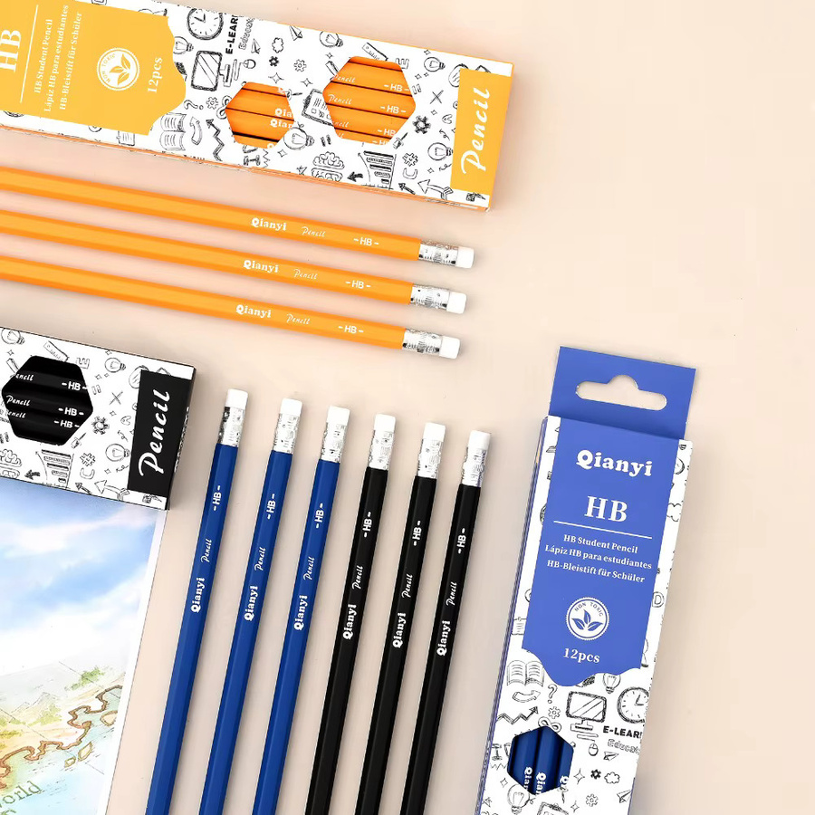 TWBEB 12er-Pack HB-Holzstifte mit Radiergummi in Blau für Schule und Büro - Bild 2