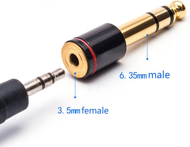 HFSHy Audio-Klinkenadapter Stereo-Kopfhörer-Adapter von 6,35 mm 1/4 Stecker auf 3,5 mm 1/8 Buchse in Gold - Bild 1