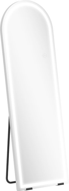 HOMCOM Stand-Ganzkörperspiegel mit LED-Beleuchtung, oval, Farbe und Helligkeit dimmbar, B/H: 50 x 150 cm, Weiß - Bild 1