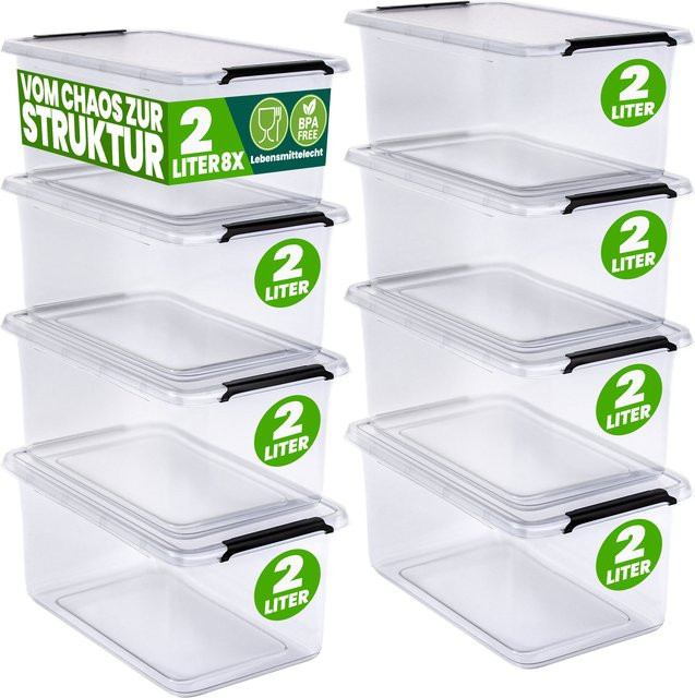 DEUBA Aufbewahrungsbox 8er-Set transparent stapelbar BPA-frei B/T/H: 20 x 15 x 12 cm - Bild 1