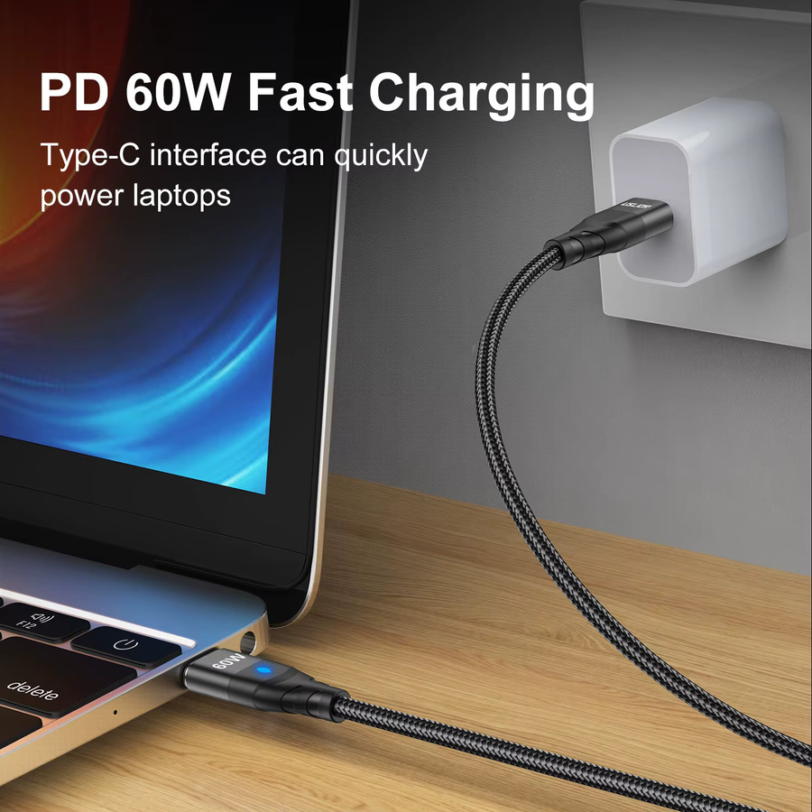 USLION PD 60 W magnetisches Schnellladekabel USB C auf USB C oder Micro USB für iPhone 15 14 Pro Xiaomi 13 und MacBook in Schwarz oder Blau - Bild 2