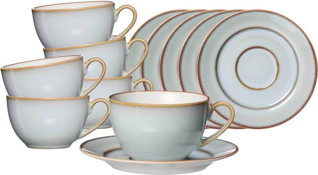 Ritzenhoff & Breker Kaffeetassen mit Untertassen Portofino aus Porzellan, 6er Set, Grau/Weiß, 220 ml - Bild 1