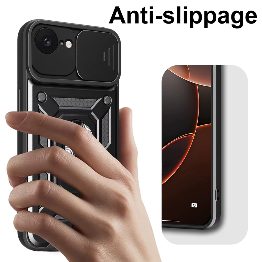 Gepanzerte Schutzhülle mit Magnetring und Kameraschutz für dein iPhone 16E in Gold oder Schwarz - Bild 3