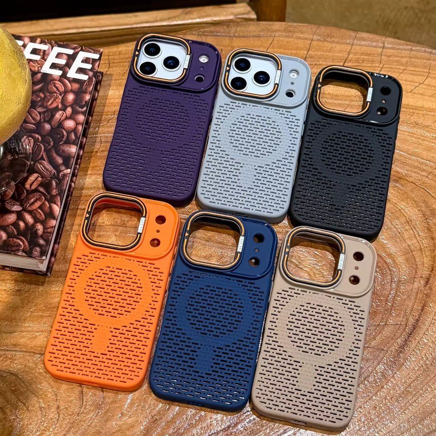 EIENACOCO Magnetische Handyhülle mit Wärmeableitender Linsenhalterung für iPhone 12 bis iPhone 18 Pro Max in Orange - Bild 3