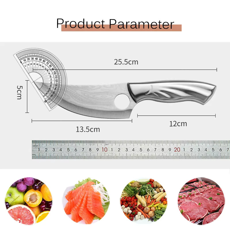 WXCOO Edelstahlmesser in Silber als vielseitiges Küchenmesser zum Entbeinen und Schneiden von Fleisch und Gemüse - Bild 6