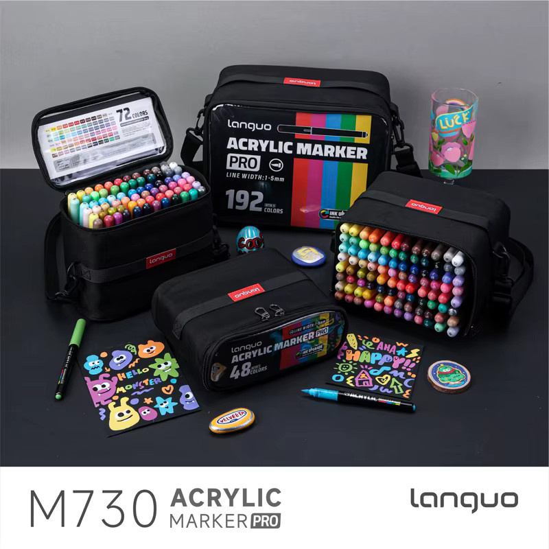 Languo Acryl-Malstifte mit Pinselspitze in Multicolour für professionelle Malarbeiten auf Holz, Stein und Leinwand - Bild 3
