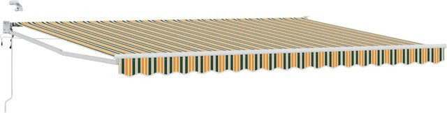 vidaXL Elektrische Ausziehbare Markise Grün Gelb Weiß B: 4,5 m, T: 3,0 m - Bild 1