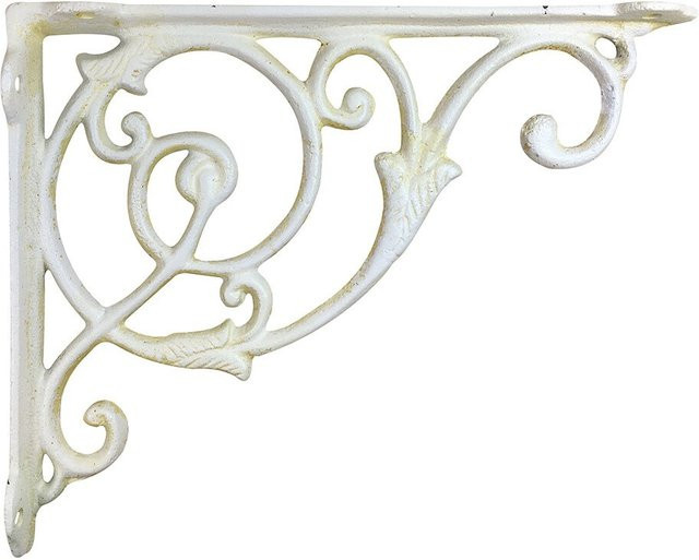Regalträger im Shabby Chic Stil aus Gusseisen in Weiß, Wandmontage, Breite: 18 cm, Höhe: 22 cm - Bild 1