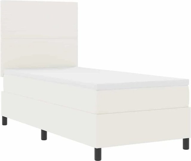 vidaXL LED Boxspringbett in Creme und Weiß aus Cordstoff mit Hybrid-Federkern und Schaumstoff, B/T/H: 100 x 200 x 140 cm - Bild 1