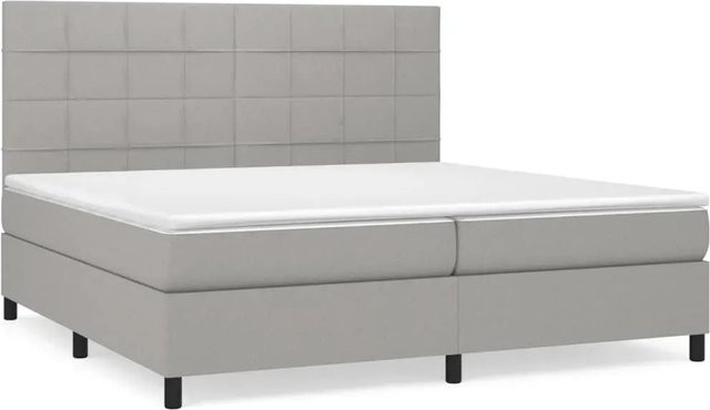 vidaXL Boxspringbett Hybrid mit Matratze und Taschenfedern, Grau, B/T: 200 x 200 cm - Bild 1