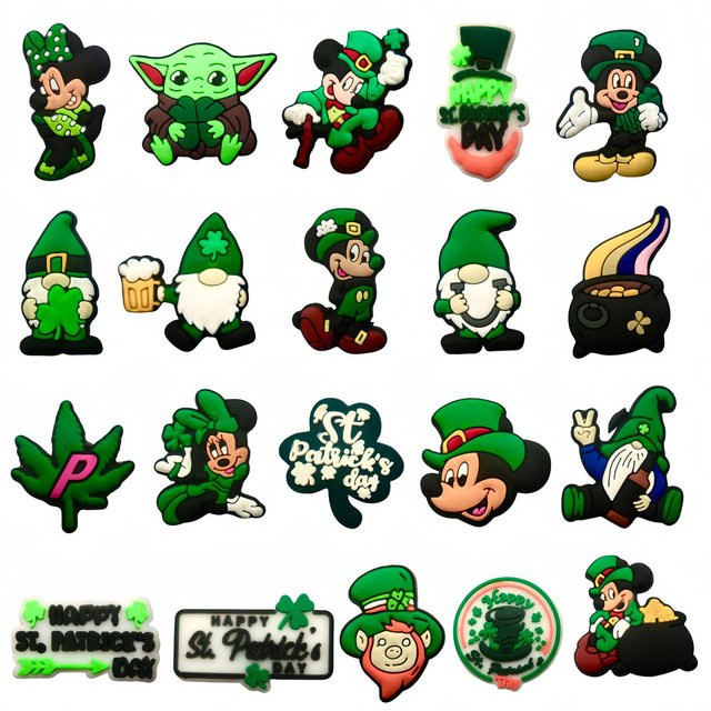 Disney Mickey Minnie Schuh-Charms, PVC, St. Patrick's Day - Bild 1