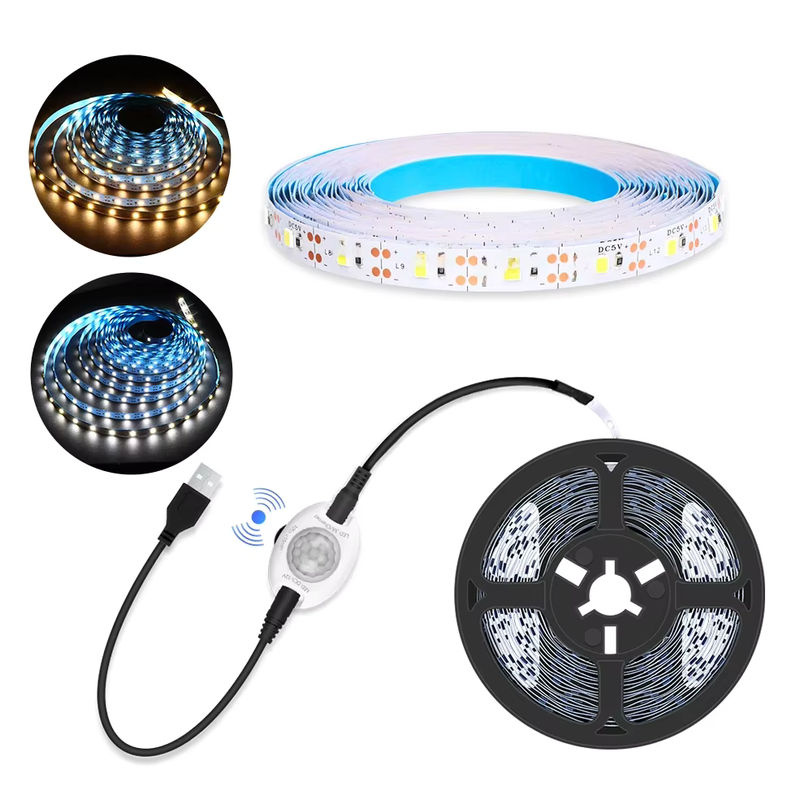 Gleco LED-Streifen mit Bewegungssensor 2835 SMD, Warmweiß, 5 m Länge, DC 5V, IP30 nicht wasserdicht - Bild 4