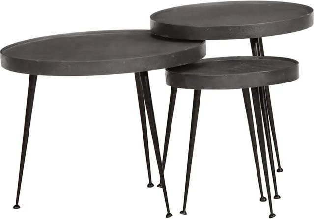 vidaXL Couchtisch Set 3er Pack Schwarz Modern aus Holzwerkstoff und Metall - Bild 1