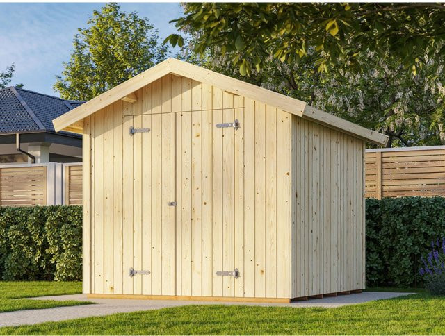 Palmako Nils Holz-Gartenhaus Grau mit Satteldach, B: 239 cm, T: 238 cm, H: 279 cm - Bild 1