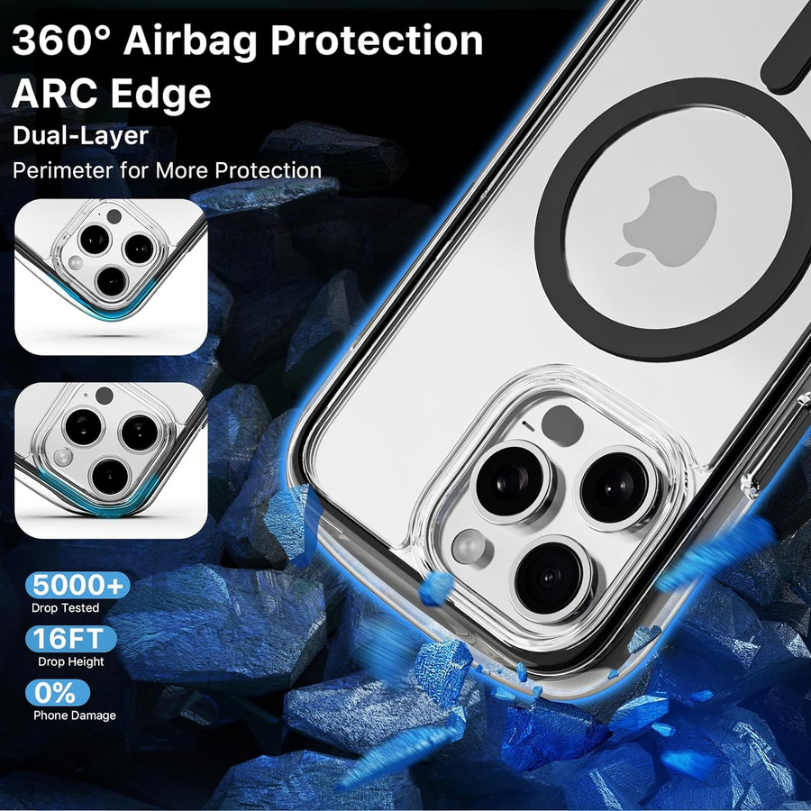 Tuiying002 Stoßfeste MagSafe Handyhülle für iPhone 11 bis iPhone 15 Pro Max, Magnetische Transparente Hülle, Gelb - Bild 2