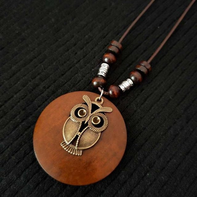 AVE Halskette, Holz Vogel Anhänger, Schwarz, Unisex - Bild 1