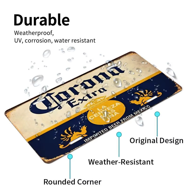 Vintage Corona Extra Beer Dekoration Nummernschild in Multicolor, B: 15,0 cm, H: 15,0 cm, T: 6,0 cm - Bild 2