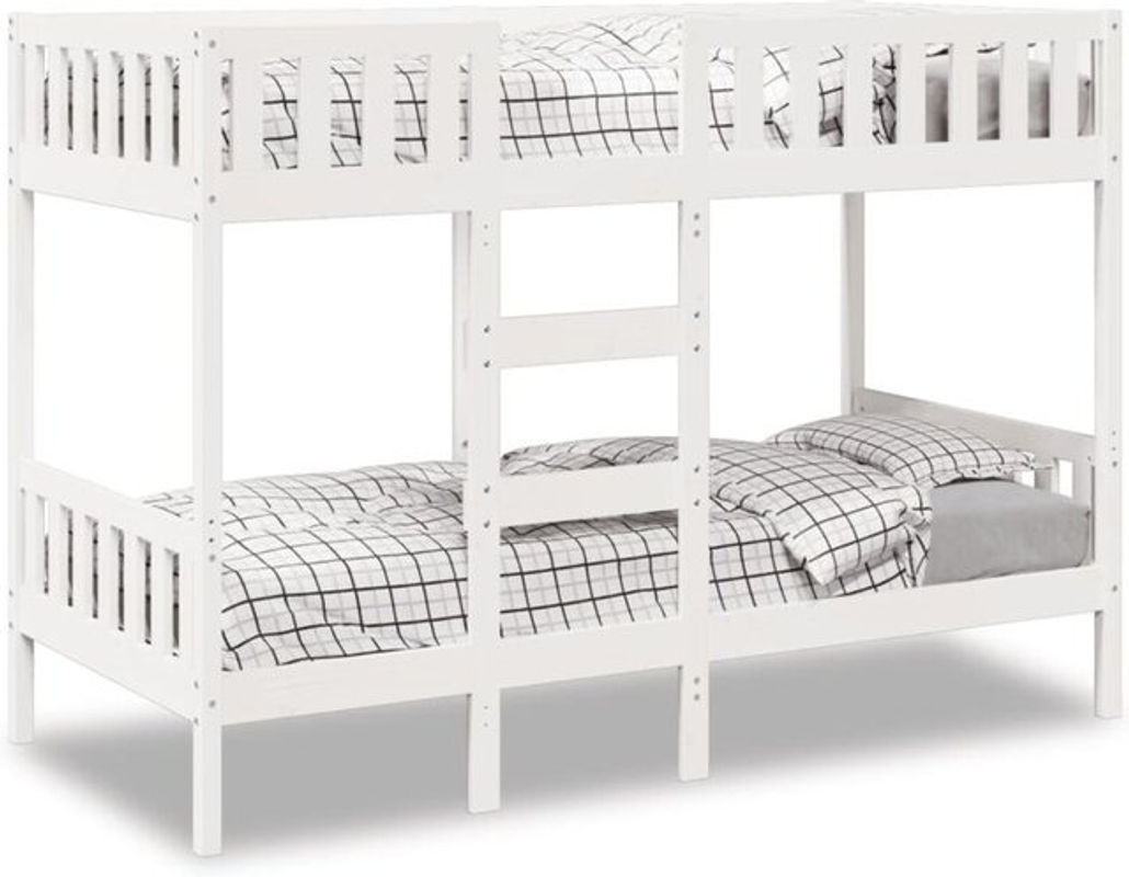 Vidaxl Etagenbett aus Massivholz Kiefer in Weiß im Landhausstil, B/T/H: 90 x 190 x 145,5 cm - Bild 1