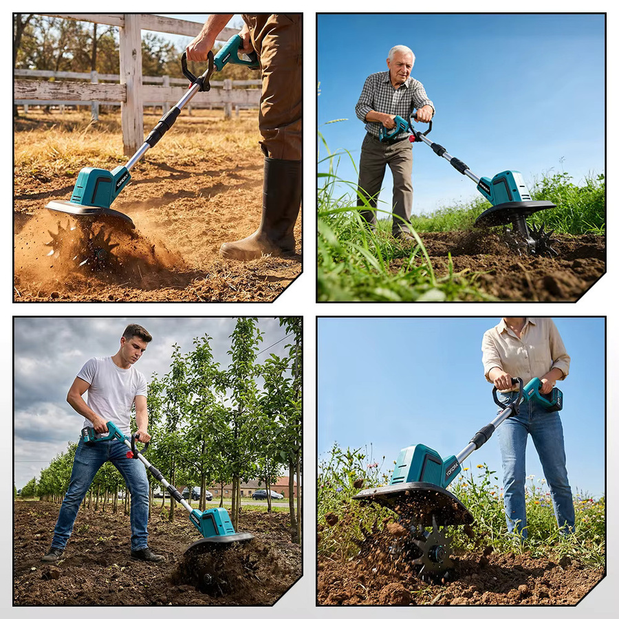 YOFIDRA Bürstenlose elektrische Gartenfräse und Rasenmäher als Rototiller für den Bodenanbau, kompatibel mit Makita LXT 18–21 V Akkus - Bild 4