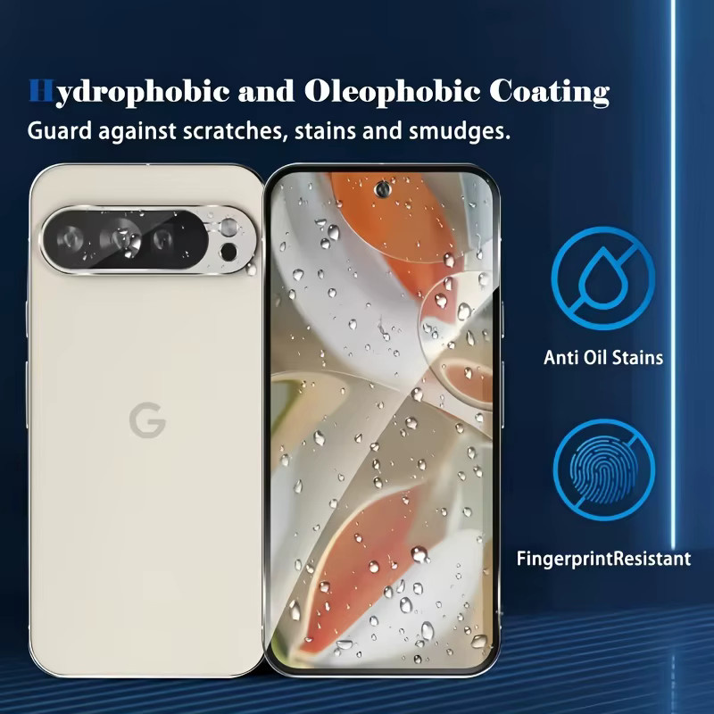 4in1 Displayschutzfolie aus gehärtetem Glas und Kameraobjektiv-Schutzfolie für Google Pixel 9 Pro XL, Pixel 9, Pixel 8 Pro, Pixel 8a und Pixel 8, transparent - Bild 2