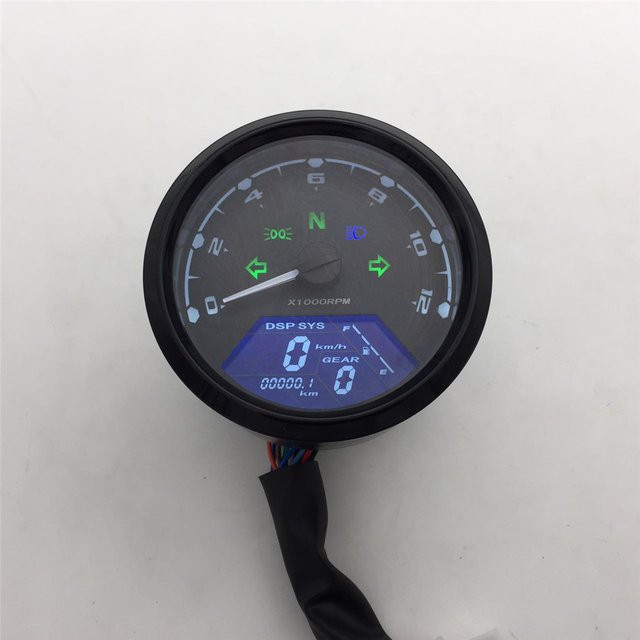 Evomosa Digitaler Motorrad-Tachometer mit LCD-Display und Drehzahlmesser bis 12000 U/min in Schwarz für 1-4 Zylinder - Bild 1