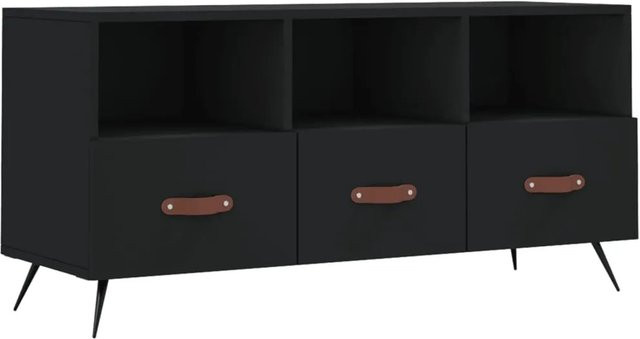 vidaXL TV-Schrank Schwarz aus Holzwerkstoff und Eisen, B/T/H: 102 x 36 x 50 cm - Bild 1
