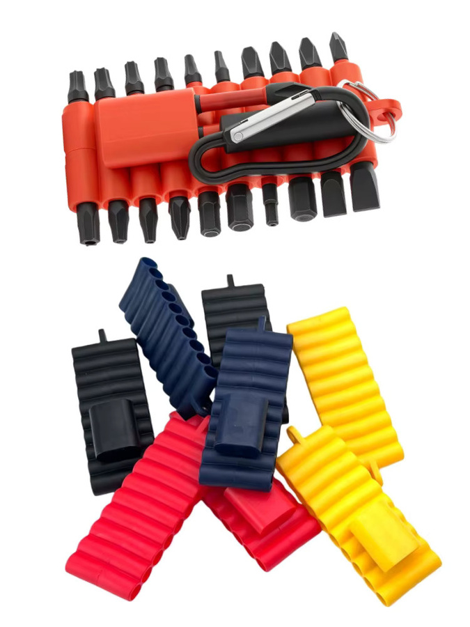 22-Loch Schraubendreher-Bithalter aus weichem Gummi in Gelb als Organizer für 1/4 Zoll Sechskant-Bits und Bohrer - Bild 5