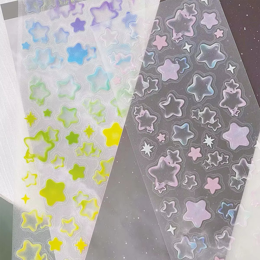 Bunte Sterne und Herzen Aufkleber aus PET für Scrapbooking, Briefpapier und DIY Journaling - Bild 1