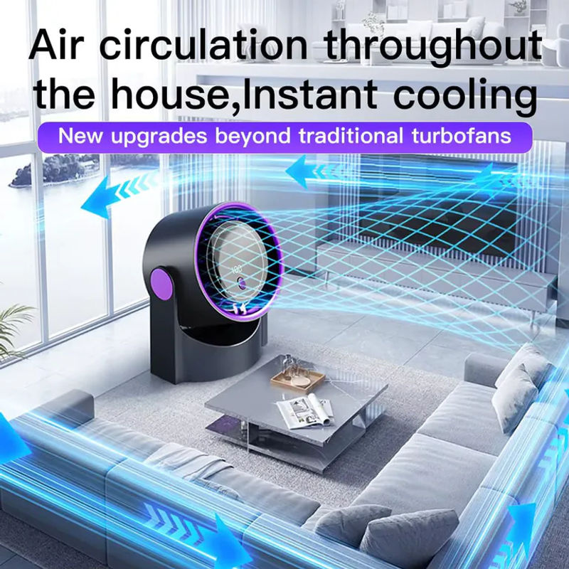XIAOTREE Intelligenter elektrischer Ventilator in Grau mit 100 Geschwindigkeitsstufen, bladloser Desktop-Ventilator mit USB-Aufladung und Wandmontage für Büro und Innenbereich - Bild 3