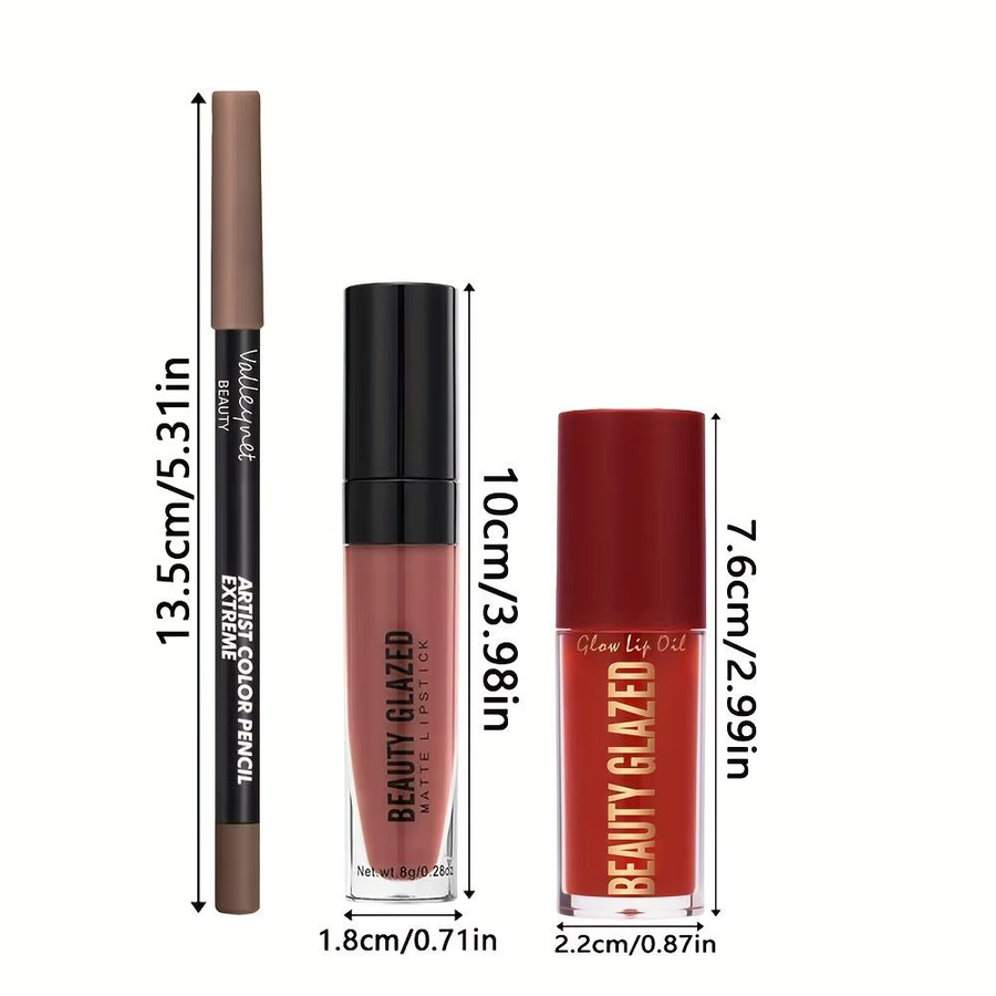 beauty glazed Make-up-Set, Lipliner, Lipgloss, Lippenöl, Unisex - Bild 3