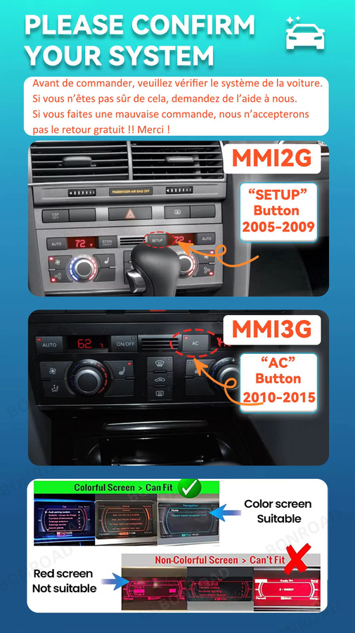 BONROAD Multimedia-Autoradio mit 8,9 Zoll Touchscreen für Audi A6 C6 4F 2005-2015, Schwarz, mit Wireless CarPlay, Android Auto und Airplay - Bild 3