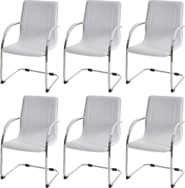 PROREGAL Konferenzstuhl Sammy 6er-Set als Freischwinger in Weiß mit Kunstleder und Stahlgestell, B/T/H: 56 x 56 x 93 cm, Sitzhöhe: 47 cm - Bild 1