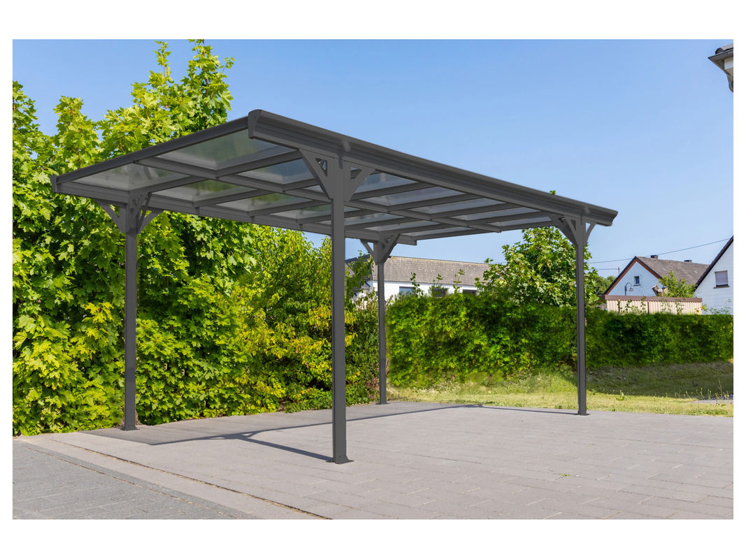 Westmann Carport Helsinki Flachdach Aluminium 15 m² Anthrazit inkl. Regenrinne B/H/L: 305 x 232 x 503 cm - Bild 3