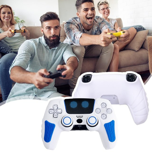 Astro Bot Silikon Griff Schutzhülle für PlayStation 5 mit Touchpad Aufkleber, Anti-Rutsch und schweißfest, Farbe: Weiß - Bild 1