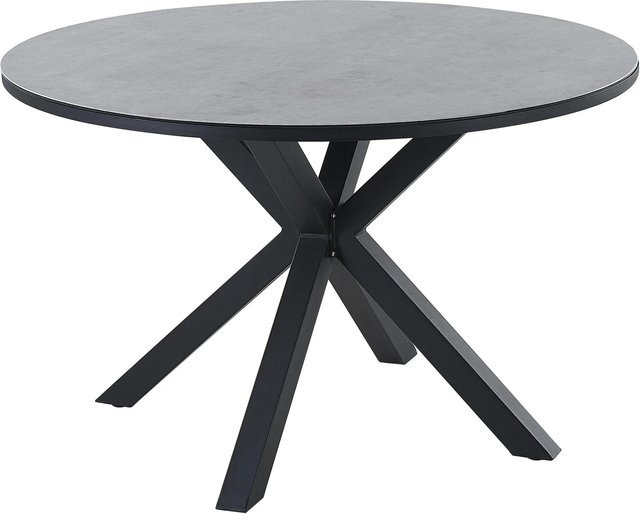 Beliani Runder Esstisch MALETTO für Garten und Terrasse, Grau Schwarz, Durchmesser: 120 cm, Höhe: 75,5 cm - Bild 1