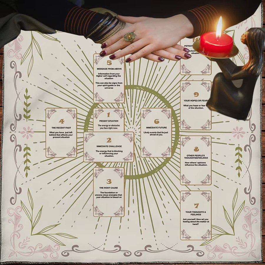 LVJIA Altartuch mit Keltischem Kreuz und Mond-Motiv für Tarot und Wahrsagerei, Boho Tischdecke für Hexen-Dekoration - Bild 3