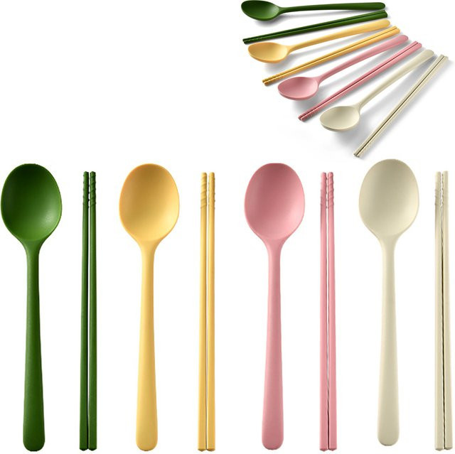 Zoseil Silikon Besteckset mit rutschfestem Griff, Mehrfarbig, Löffel und Stäbchen Set - Bild 1
