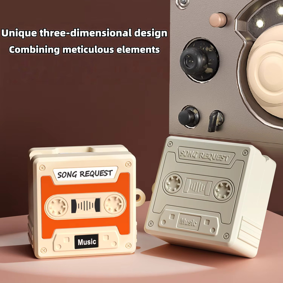 Schutzhülle für Samsung Galaxy Buds 4 Pro im Vintage-Kassetten-Design aus flüssigem Silikon, weiß/mehrfarbig - Bild 4
