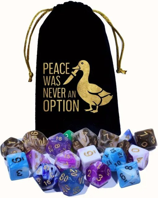 VIKAMA Geschenktüte Peace Was Never an Option in Schwarz und Gold mit Kordelzug für Würfelkarten und Spiele, B/H: 15 x 10 cm - Bild 1