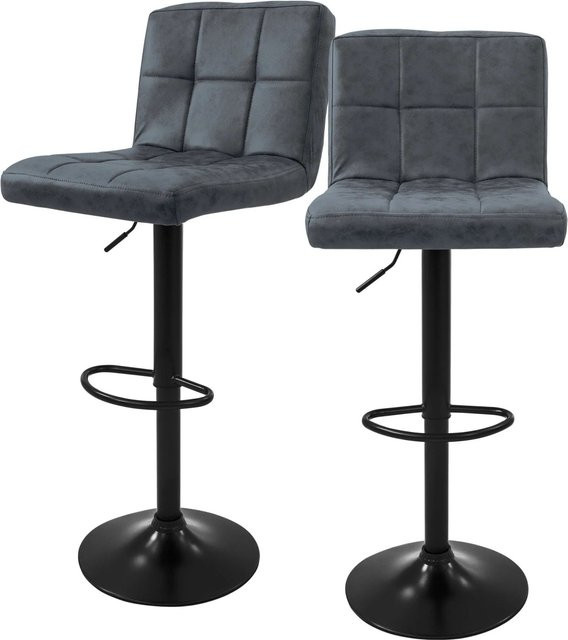 ML-Design Barhocker 2er Set Anthrazit Kunstleder mit Rückenlehne und Fußstütze höhenverstellbar - Bild 1