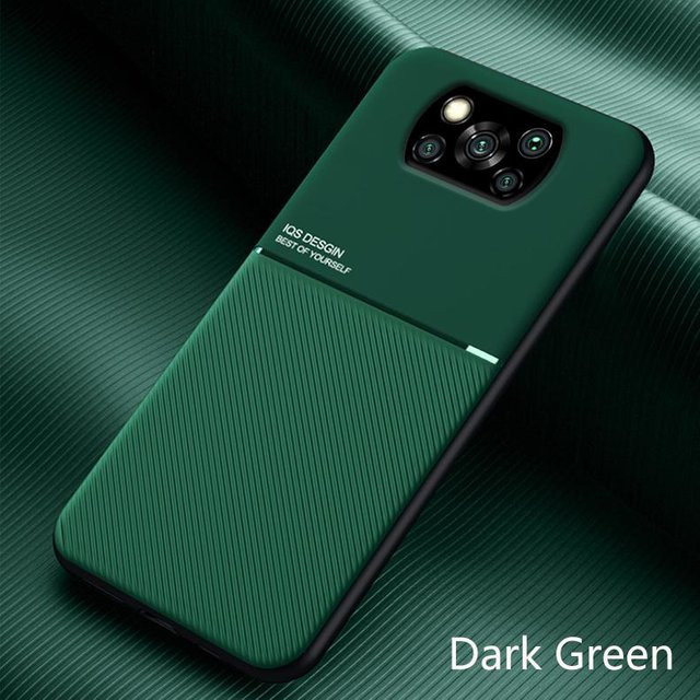 Xiaomi Poco X3 Pro Hülle aus Leder mit magnetischer Halterplatte in Grün, stoßfeste Handyhülle für Poco X3, Poco X3 NFC und Little X 3 - Bild 1