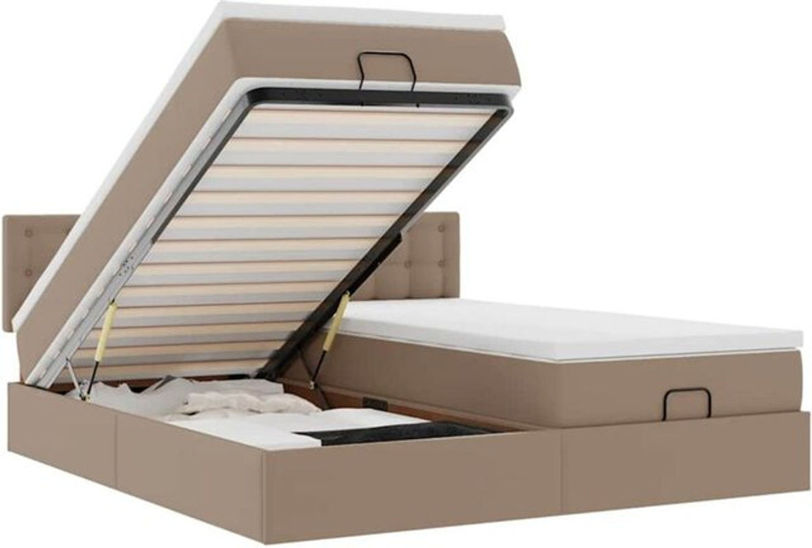 vidaxl Ottoman Polsterbett mit Matratze aus Kunstleder in Cappuccino, B/T: 180 x 200 cm - Bild 1