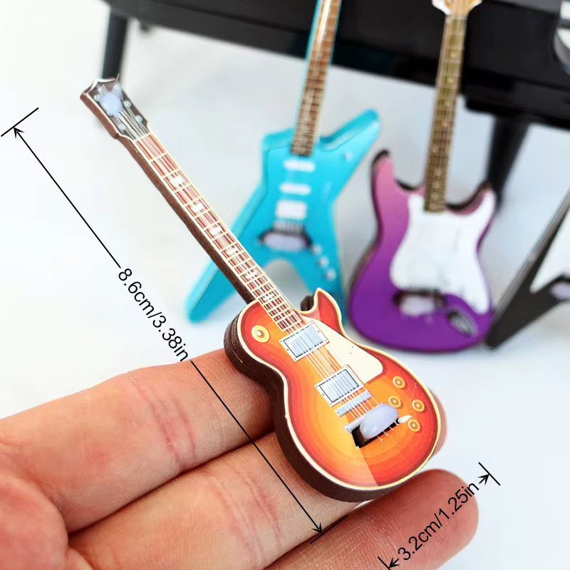 Mitty Puppenhaus-Zubehör, Mini-Gitarre, Lila, Kunststoff - Bild 3