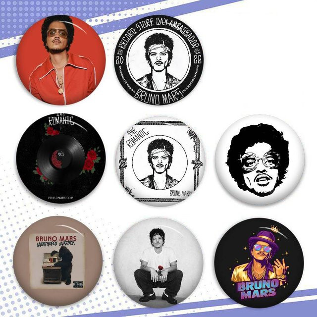 Brosche Bruno Mars The Romantic Button Pin, Unisex - Bild 1