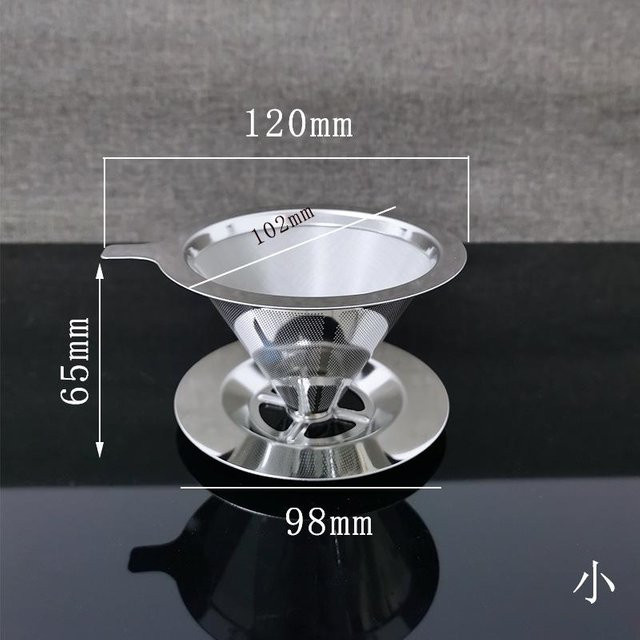 Tragbarer Kaffeefilter aus Edelstahl von Binchi Outdoor Equipment, papierloser Pour-Over-Kaffeetrichter mit doppelschichtigem Feinmaschensieb und Griffen, Farbe: Grau/Silber - Bild 1