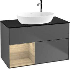 V&B Waschtischunterschrank Finion 100 Wandbeleuchtung in Anthrazit B: 100 cm, T: 50,1 cm, H: 50,1 cm - Bild 1