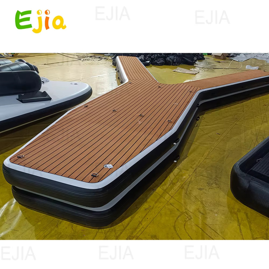 Ejia Aufblasbare Schwimmplattform Jet Ski Dock mit rutschfestem Y-Ponton, Schwarz, Länge: 6 m - Bild 4